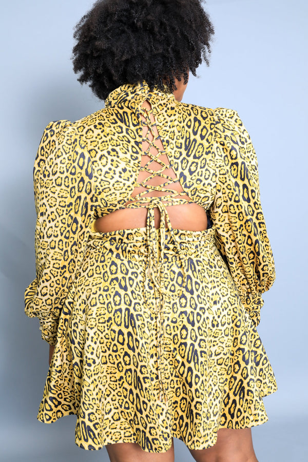leopard mini dress zara Zara Leopard Print Mock Neck Mini Dress (Curvy)