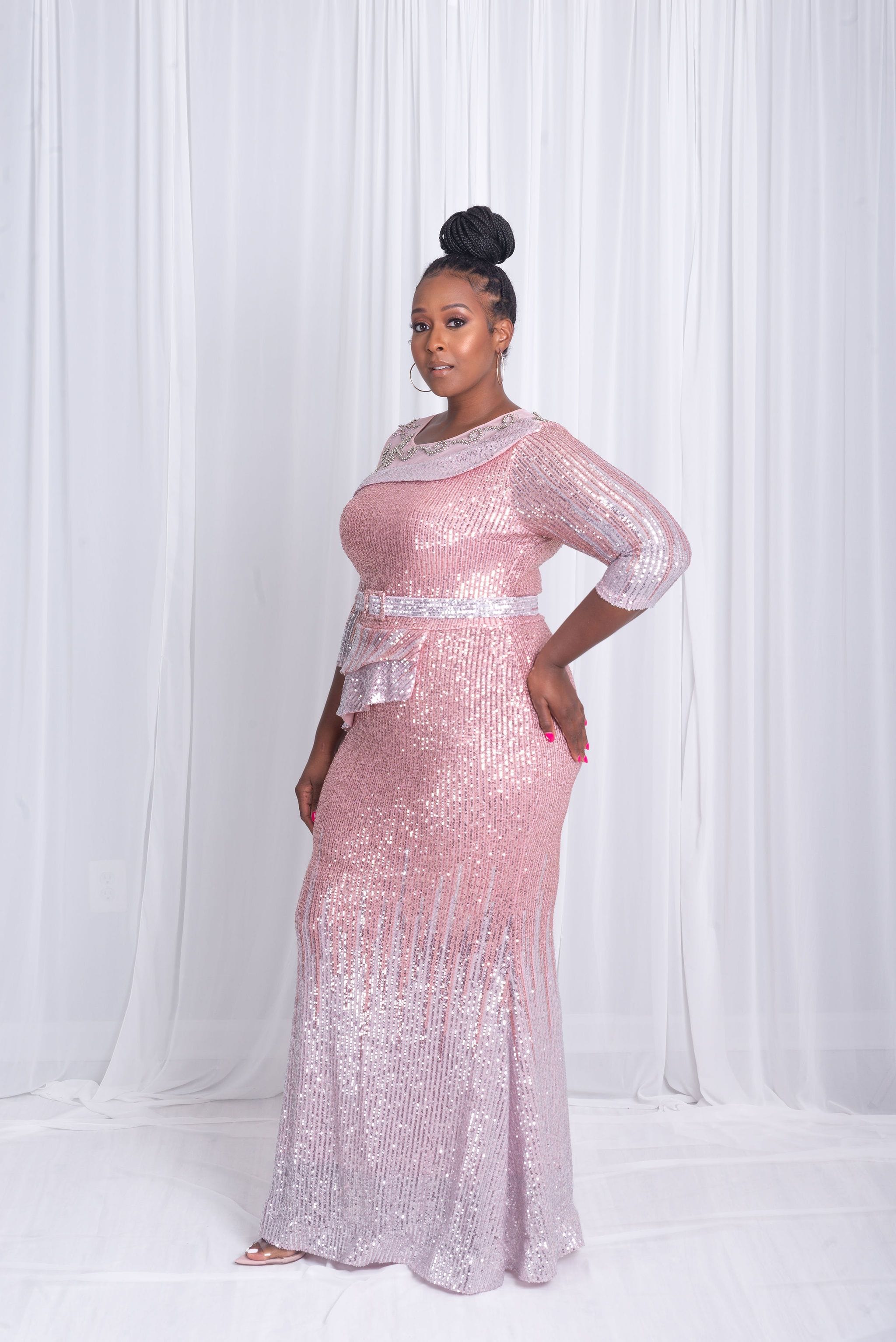 First Lady Luxe Sequin Gown (Pink & Silver) First Lady Luxe Sequin Gown (Pink & Silver)
