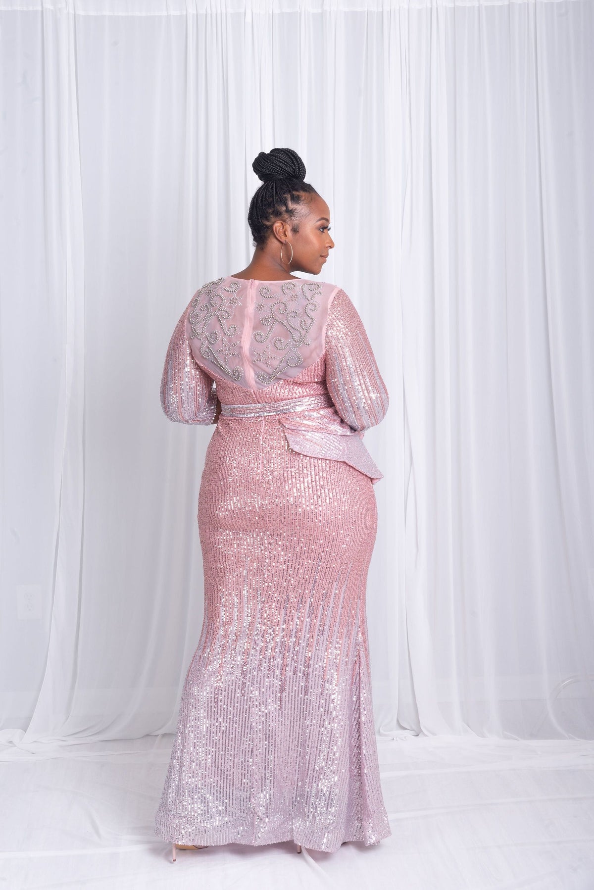 First Lady Luxe Sequin Gown (Pink &amp; Silver)