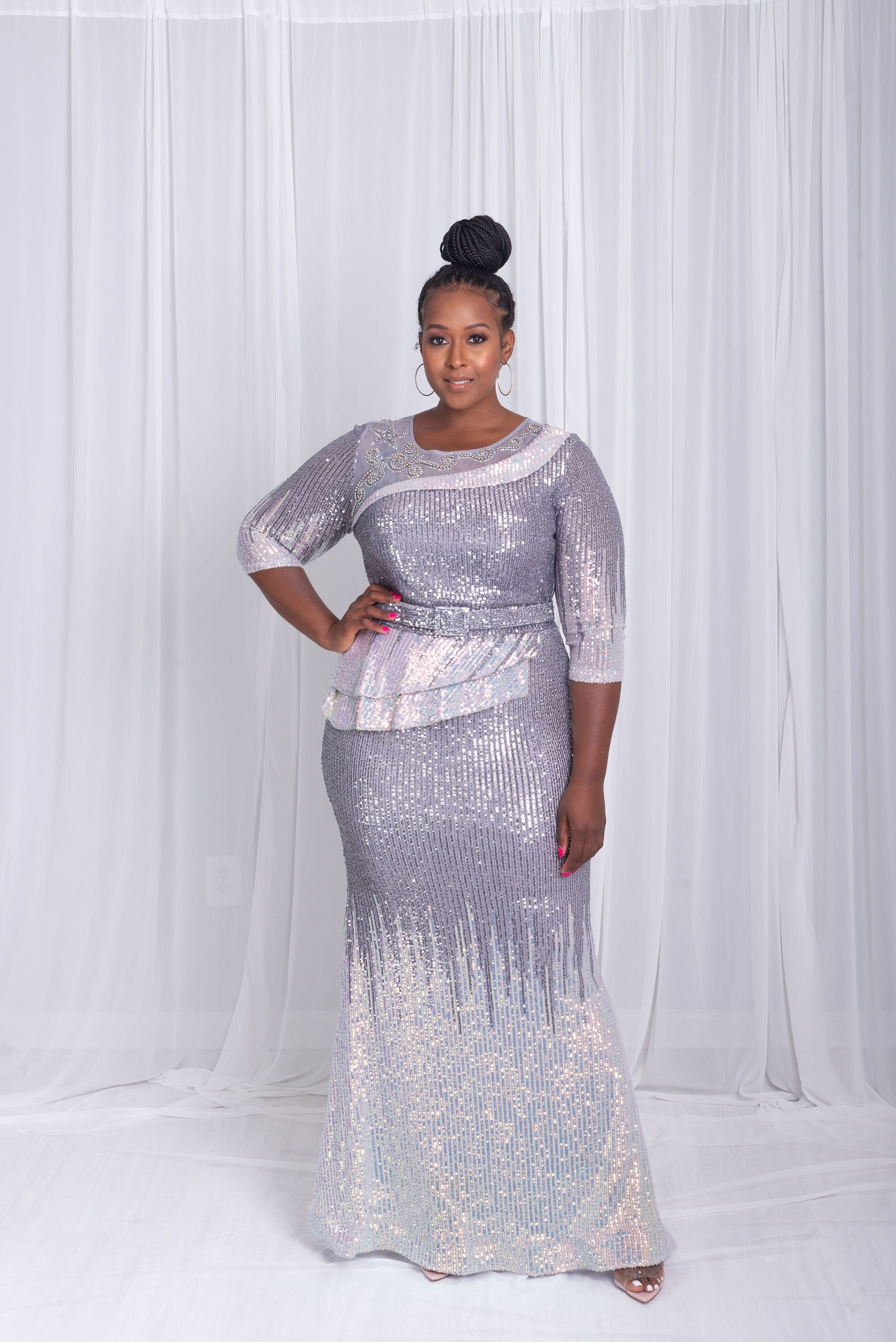 First Lady Luxe Sequin Gown (Grey & Silver) First Lady Luxe Sequin Gown (Grey & Silver)