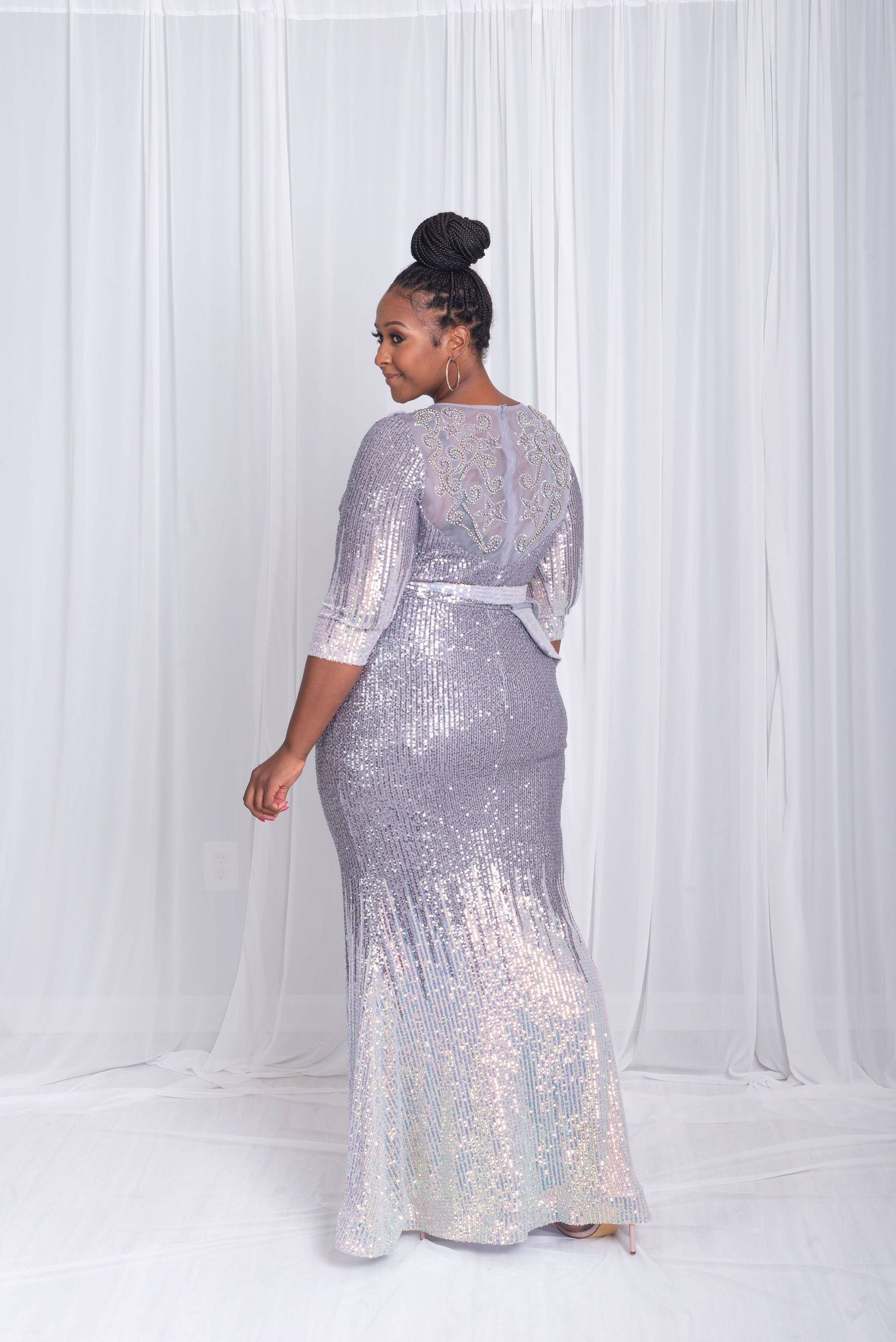 First Lady Luxe Sequin Gown (Grey & Silver) First Lady Luxe Sequin Gown (Grey & Silver)