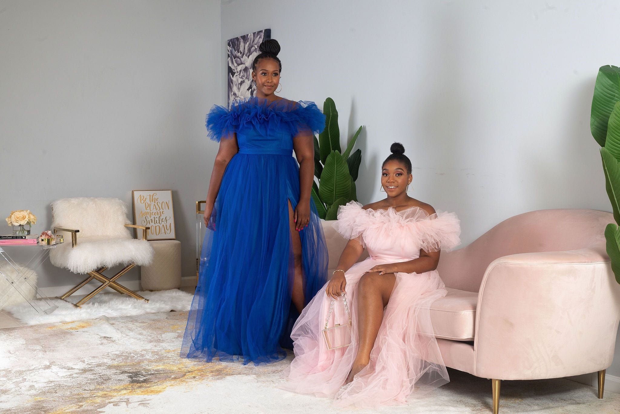 Jen Off Shoulder Tulle Maxi (Blush)