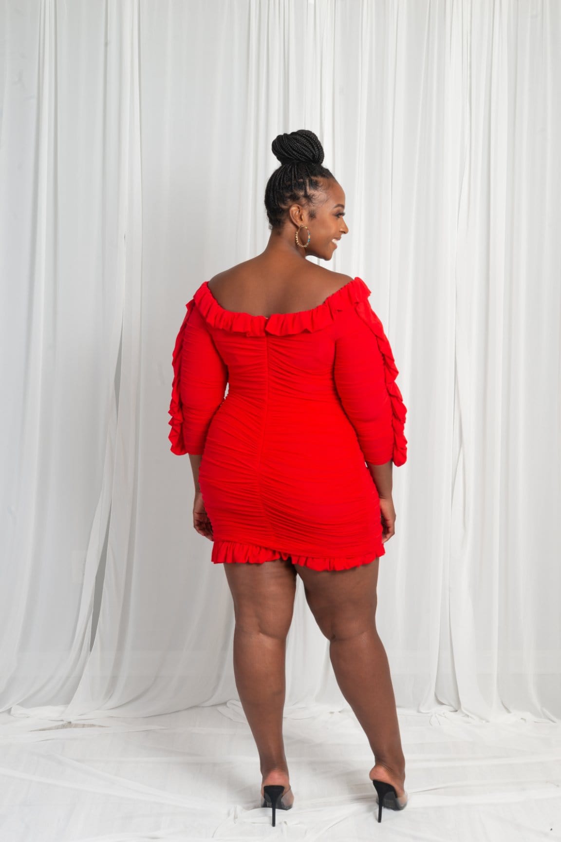 red bodycon mini dress Social Night Ruched Bodycon Mini Dress (Red)