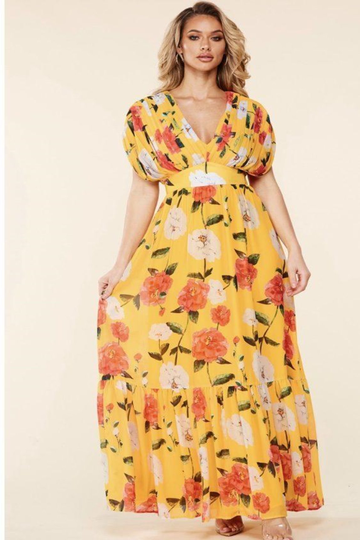 Spring Flower Print Maxi Dress (Regular)