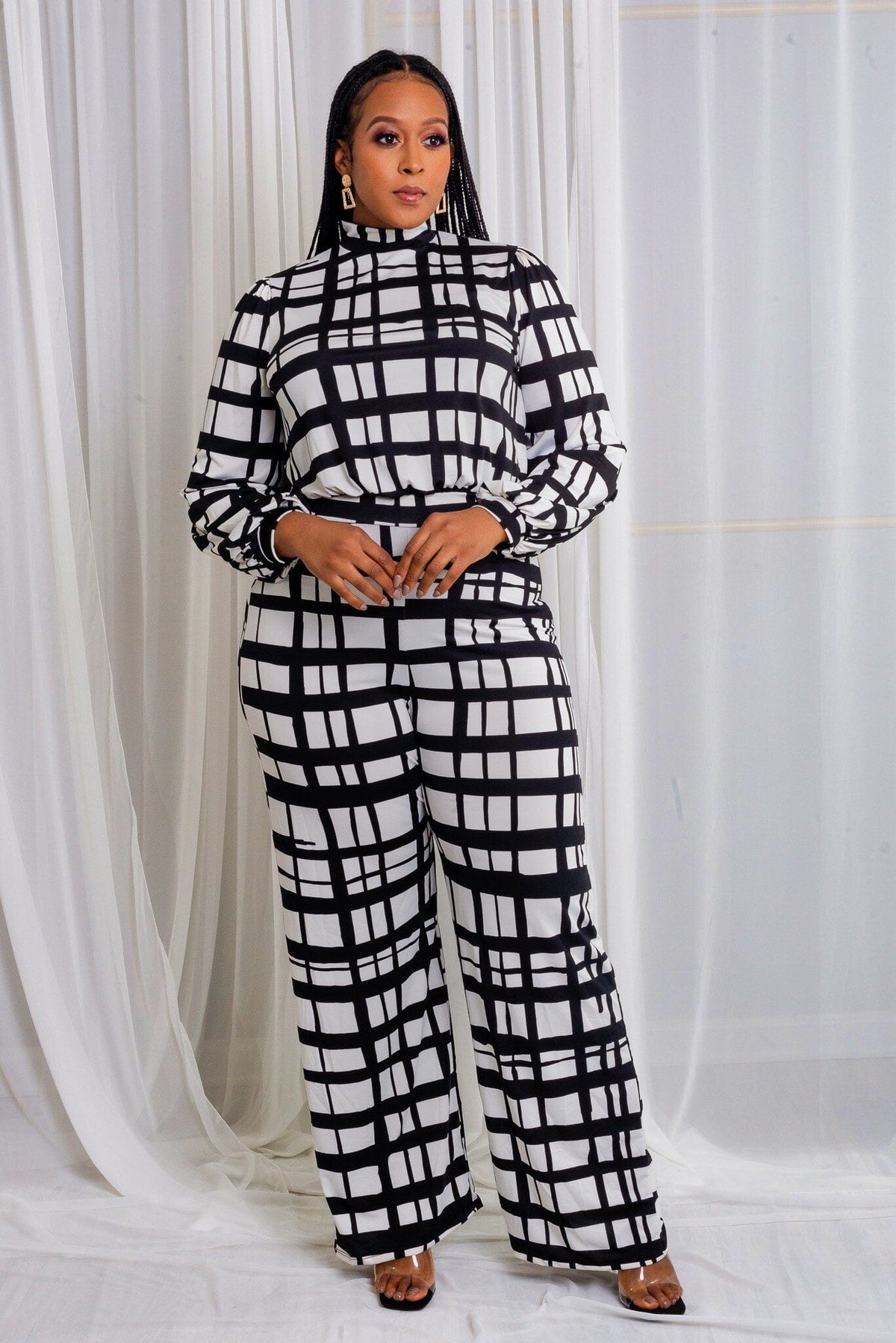 Long Sleeve Checkmate Jumpsuit