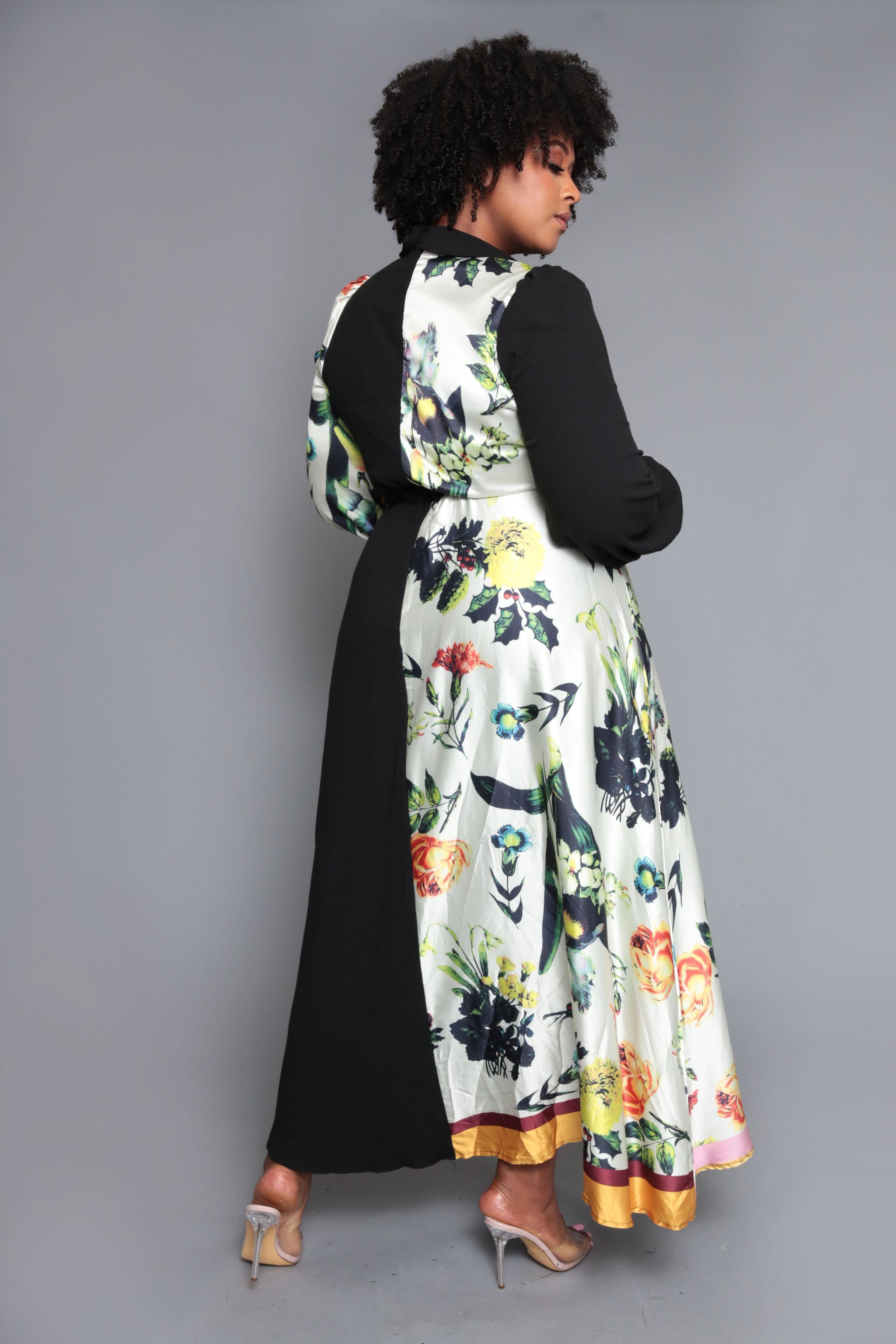 two tone dress maxi Two-Tone Tie-Front Maxi Dress (Small to 3XL)