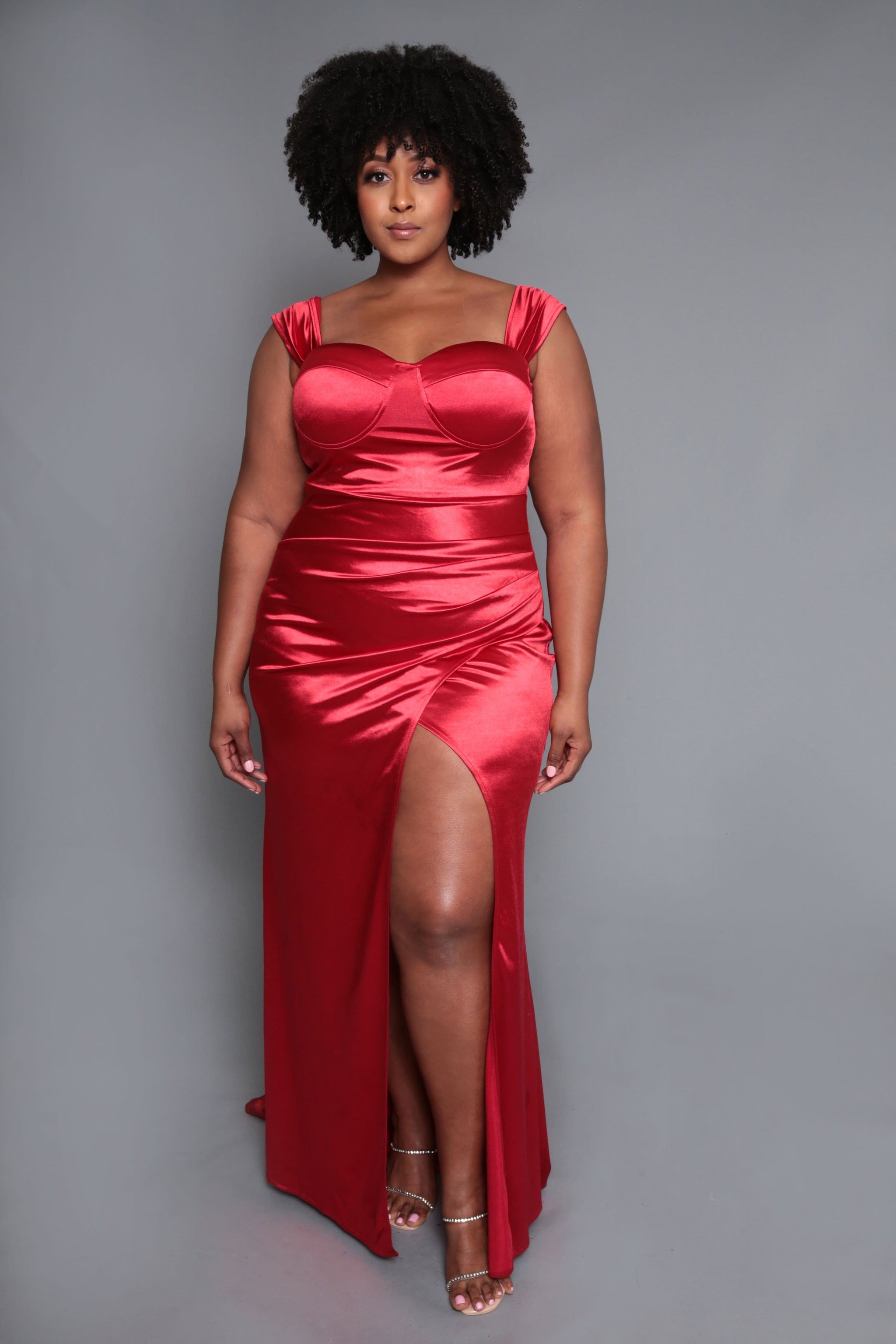 Jasmine Satin High Slit Maxi Dress (Small to 3XL) Jasmine Satin High Slit Maxi Dress (Small to 3XL)