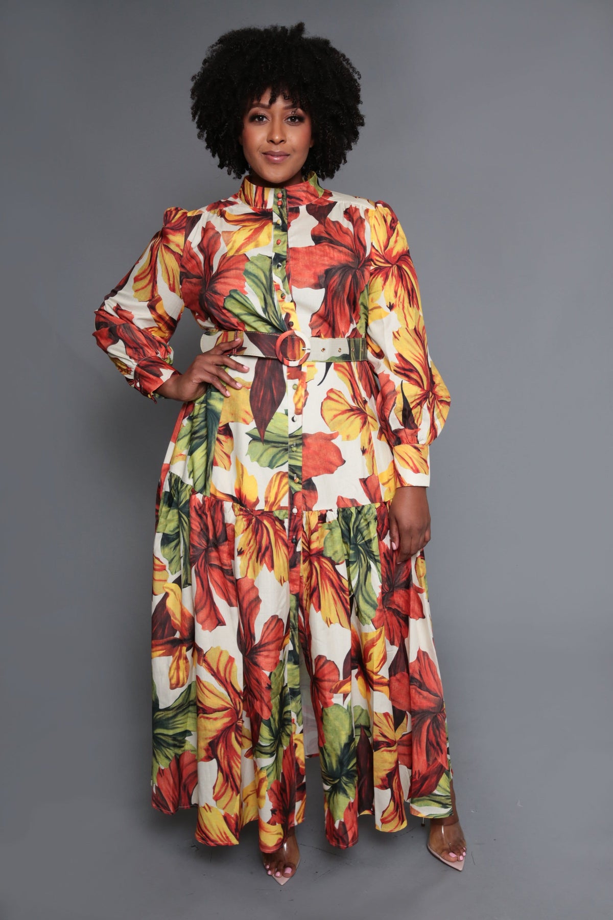 Fall Leaf Print Maxi Dress (Small to 3XL)