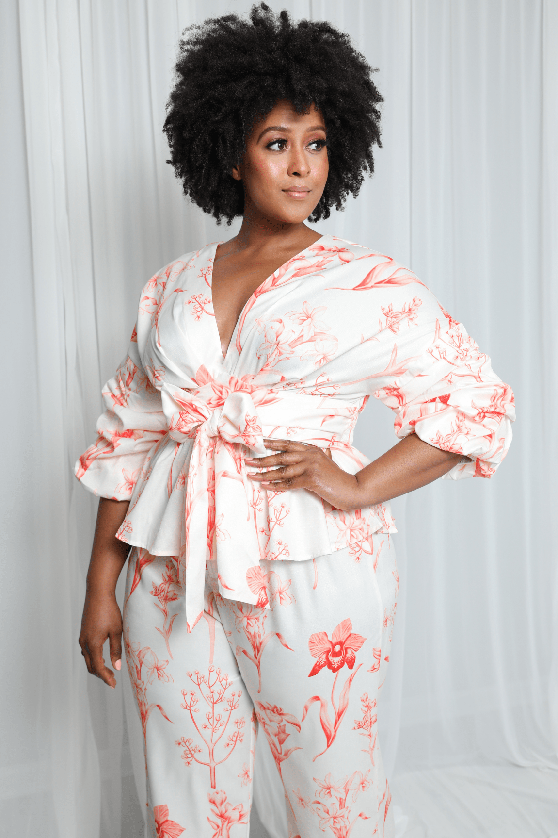 Floral print pant sales suit