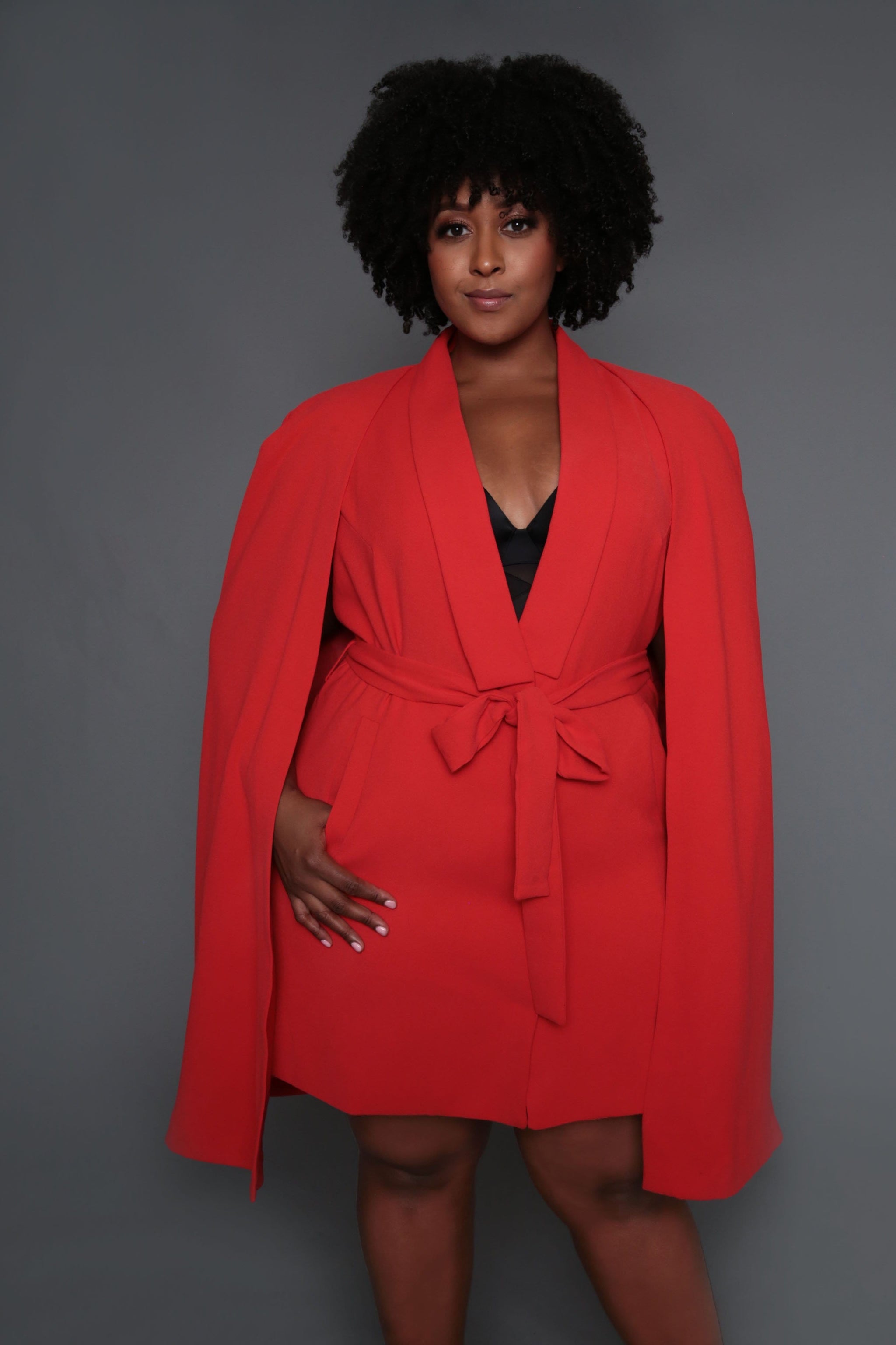 Belted Cape Blazer Dress Belted Cape Blazer Dress