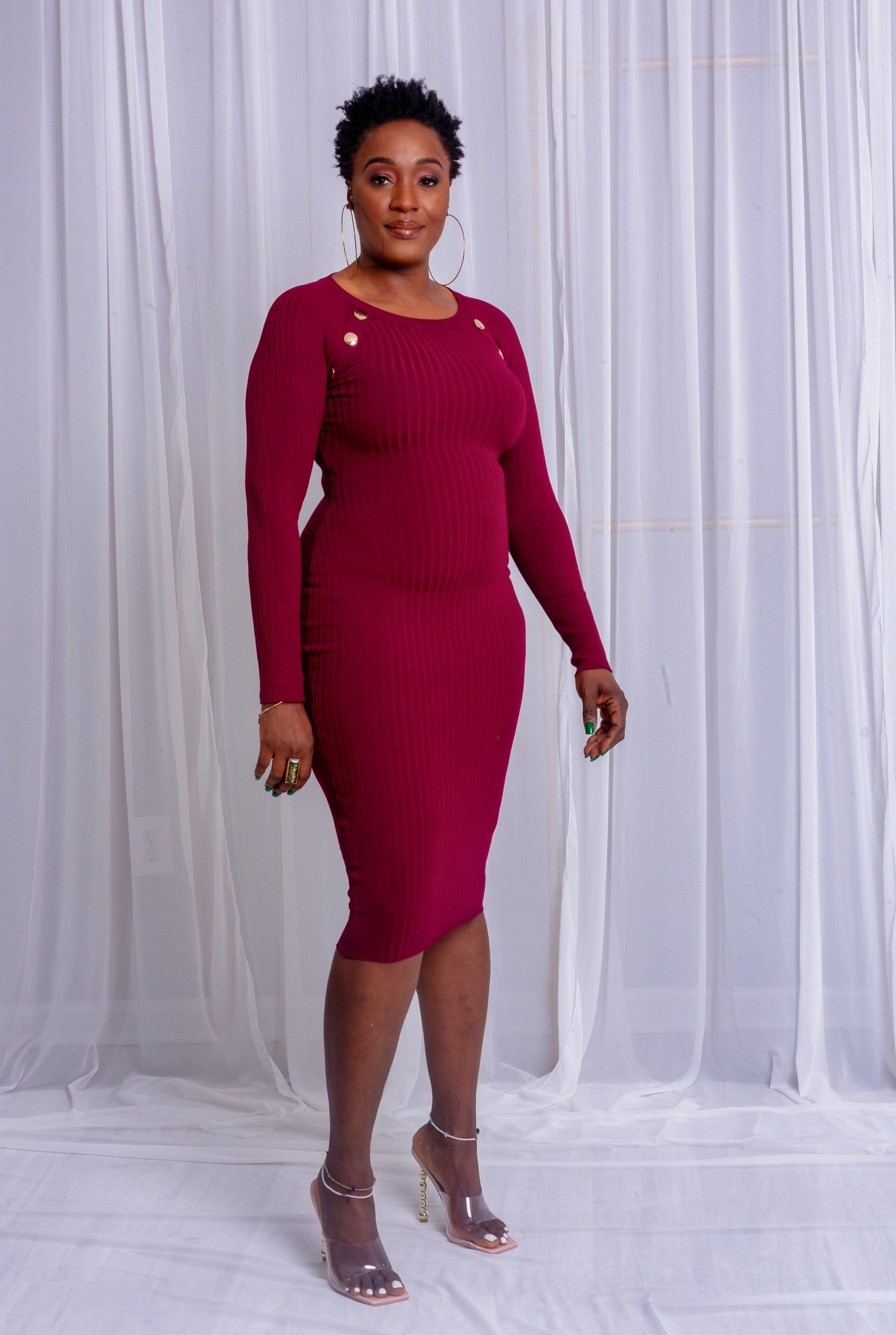 Gold Button Midi Dress Gold Button Midi Dress