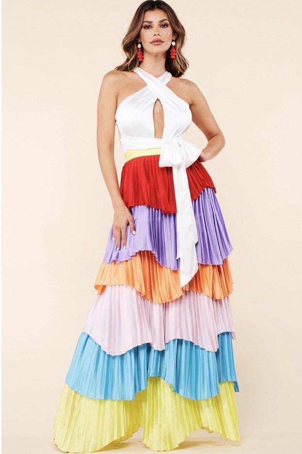 Armani Multi Color Layered Maxi Dress