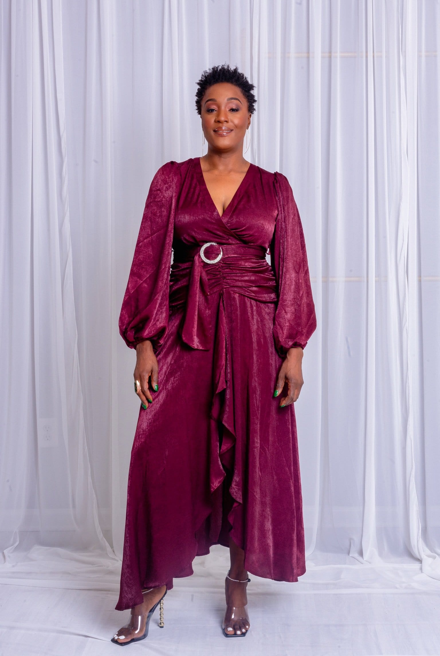 Burgundy Sweetheart Flowy Dress (Regular) Burgundy Sweetheart Flowy Dress (Regular)