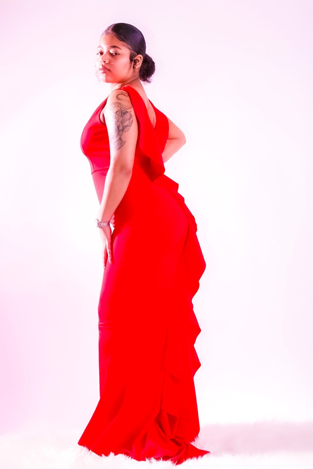 plus size red mermaid dress Plus Size Maxi Dresses Elegant Red Petal Sleeve Long Sleeve Mermaid Maxi Dresses
