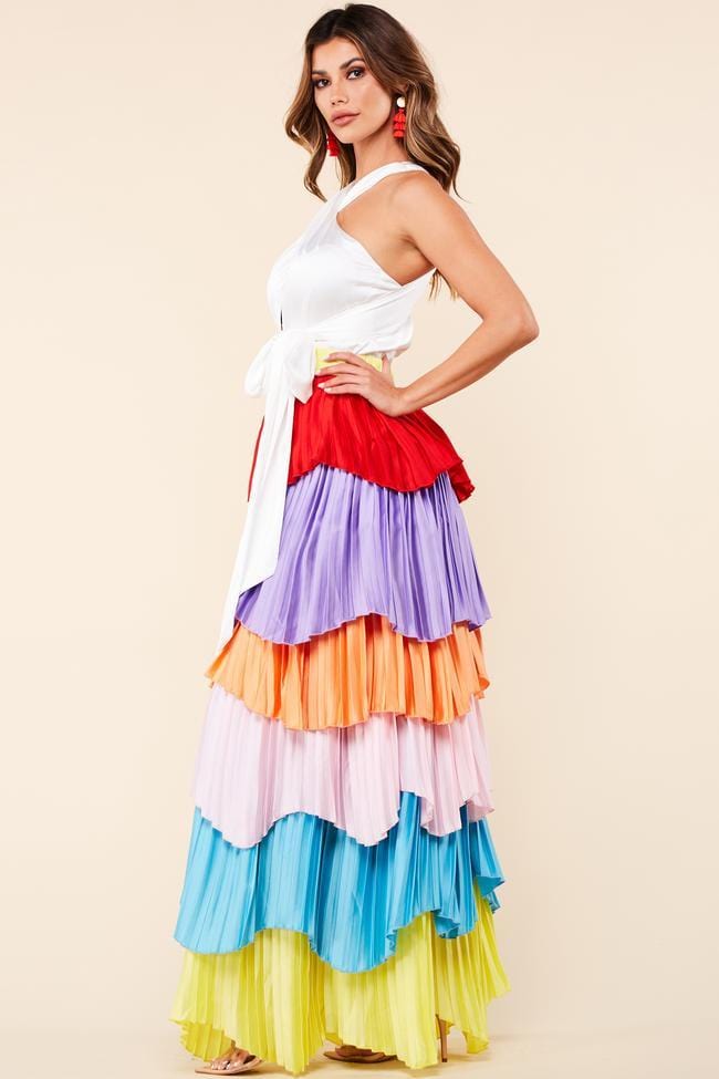 Armani Multi Color Layered Maxi Dress