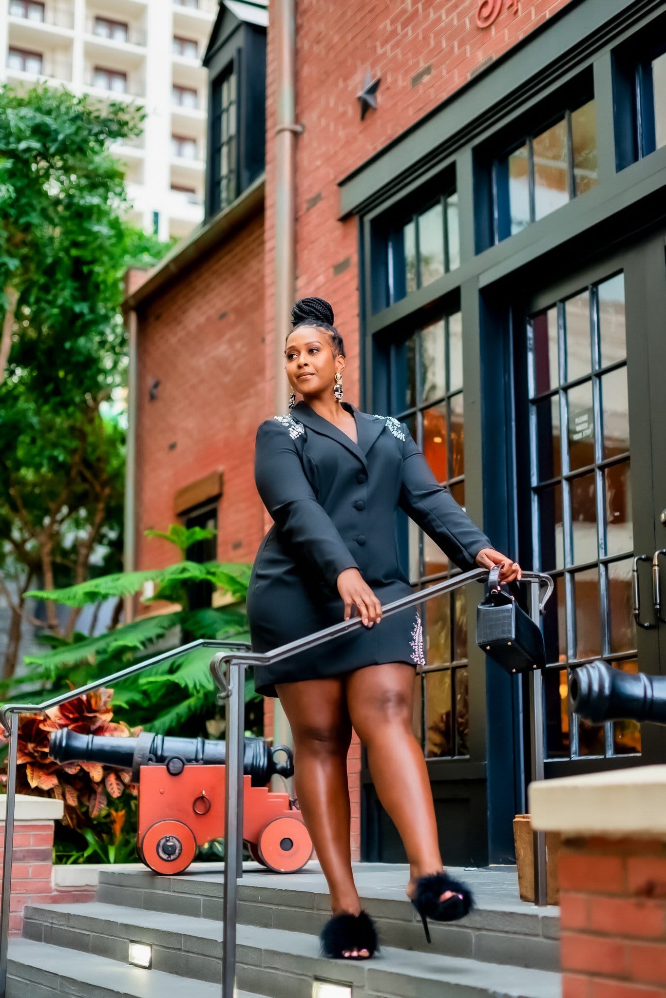 cut out black blazer dress Women's Black Cut-out blazer dress