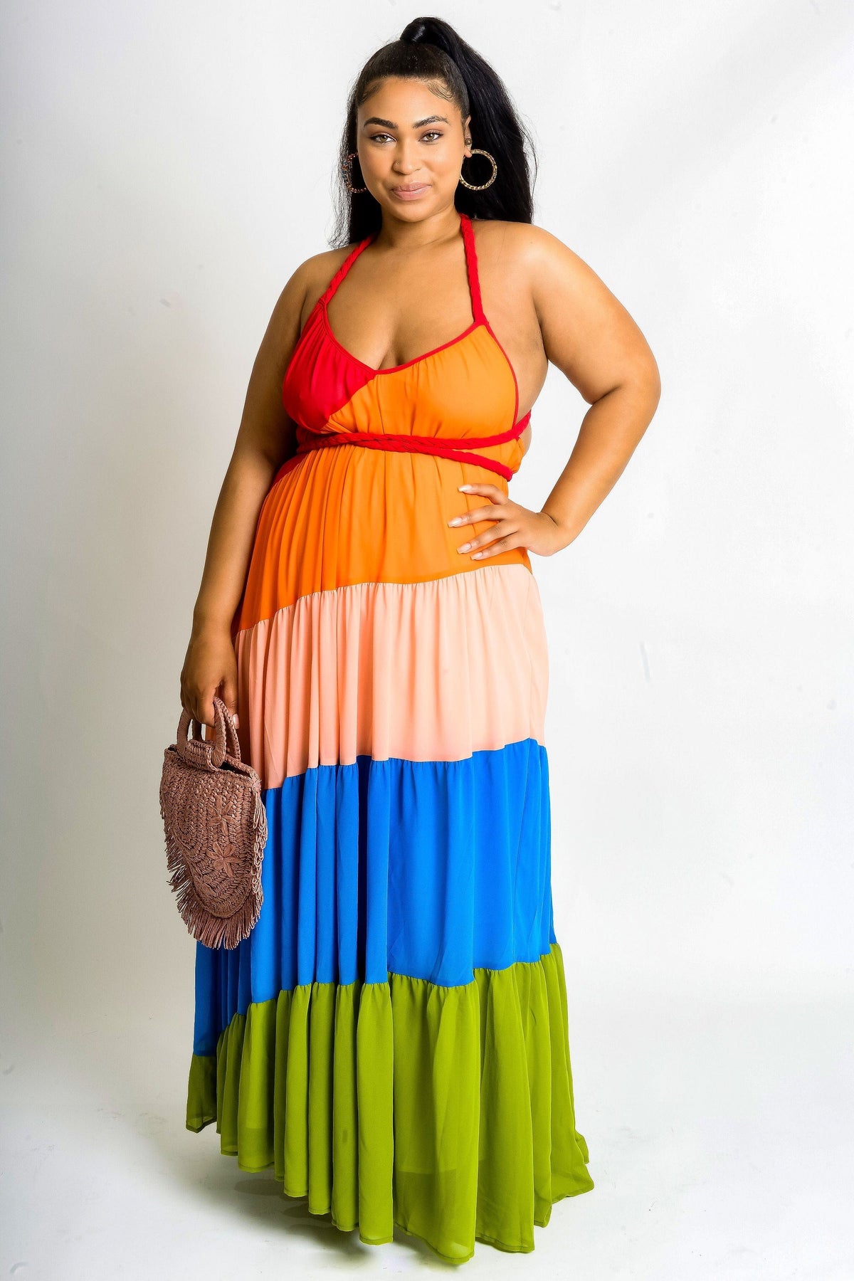 Mora Color Block Maxi Dress (Curvy)