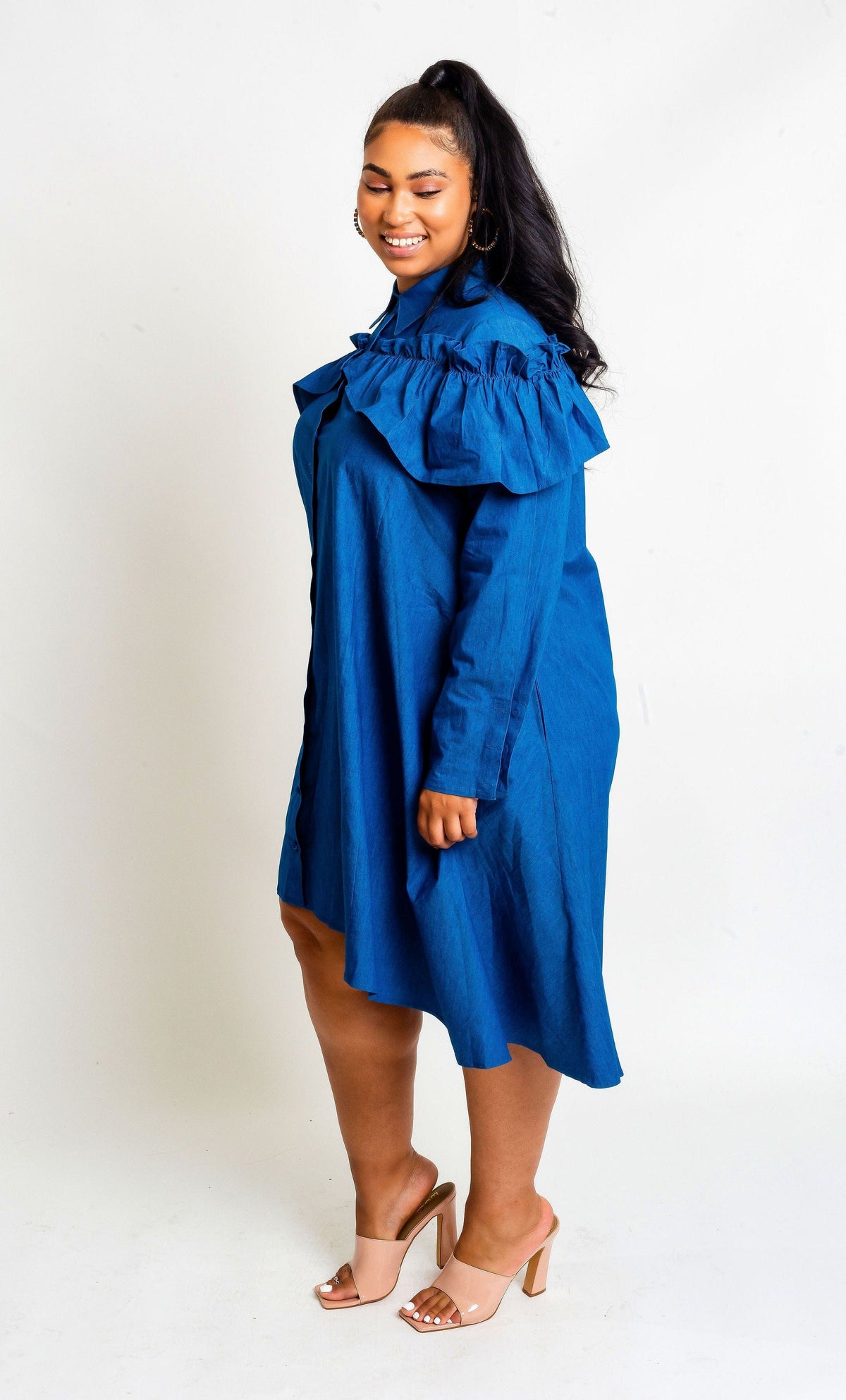 Blue Denim Long Sleeve Dress