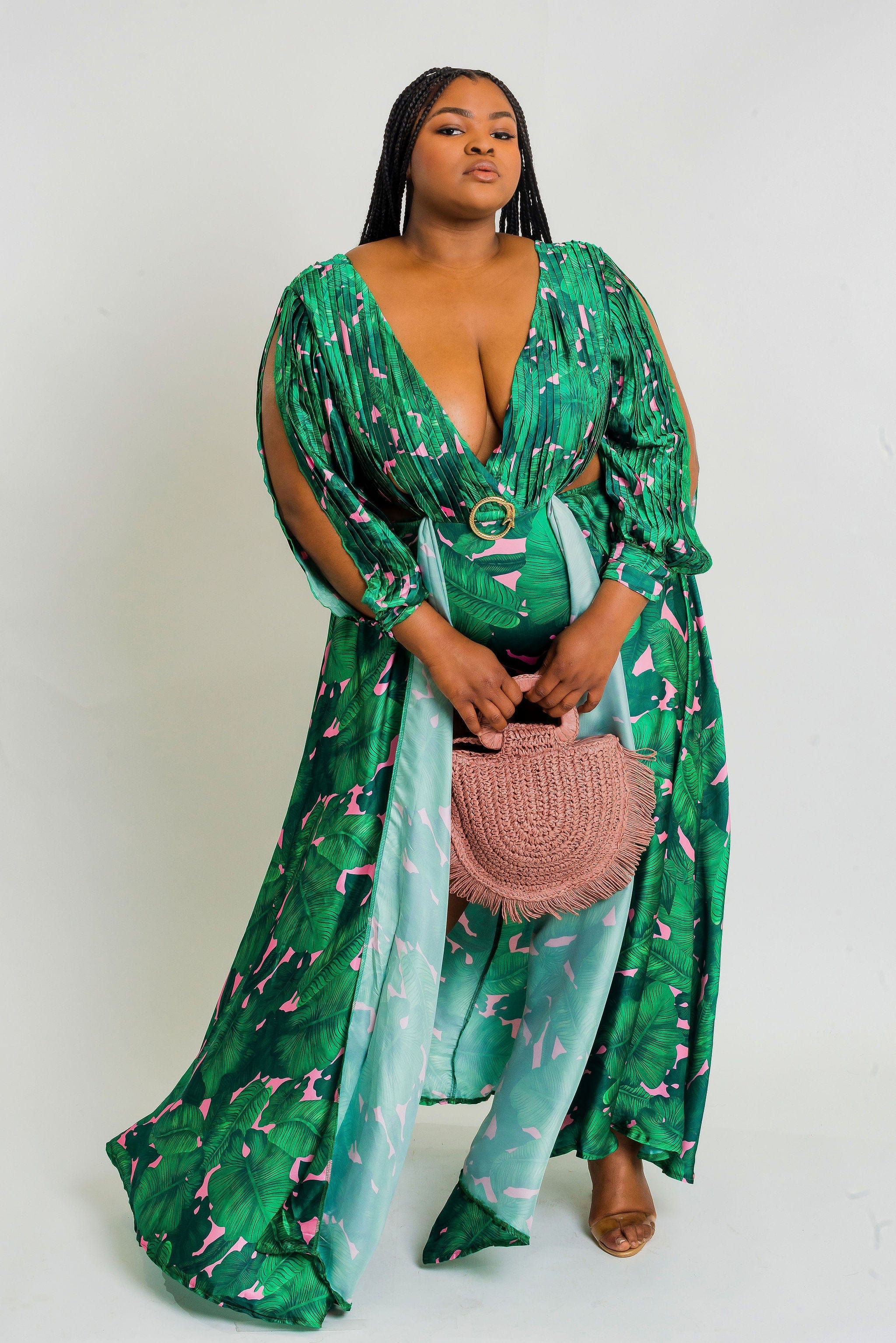 green tropical maxi dress 100% Cotton Green Tropical Print Maxi Dress - All Dresses