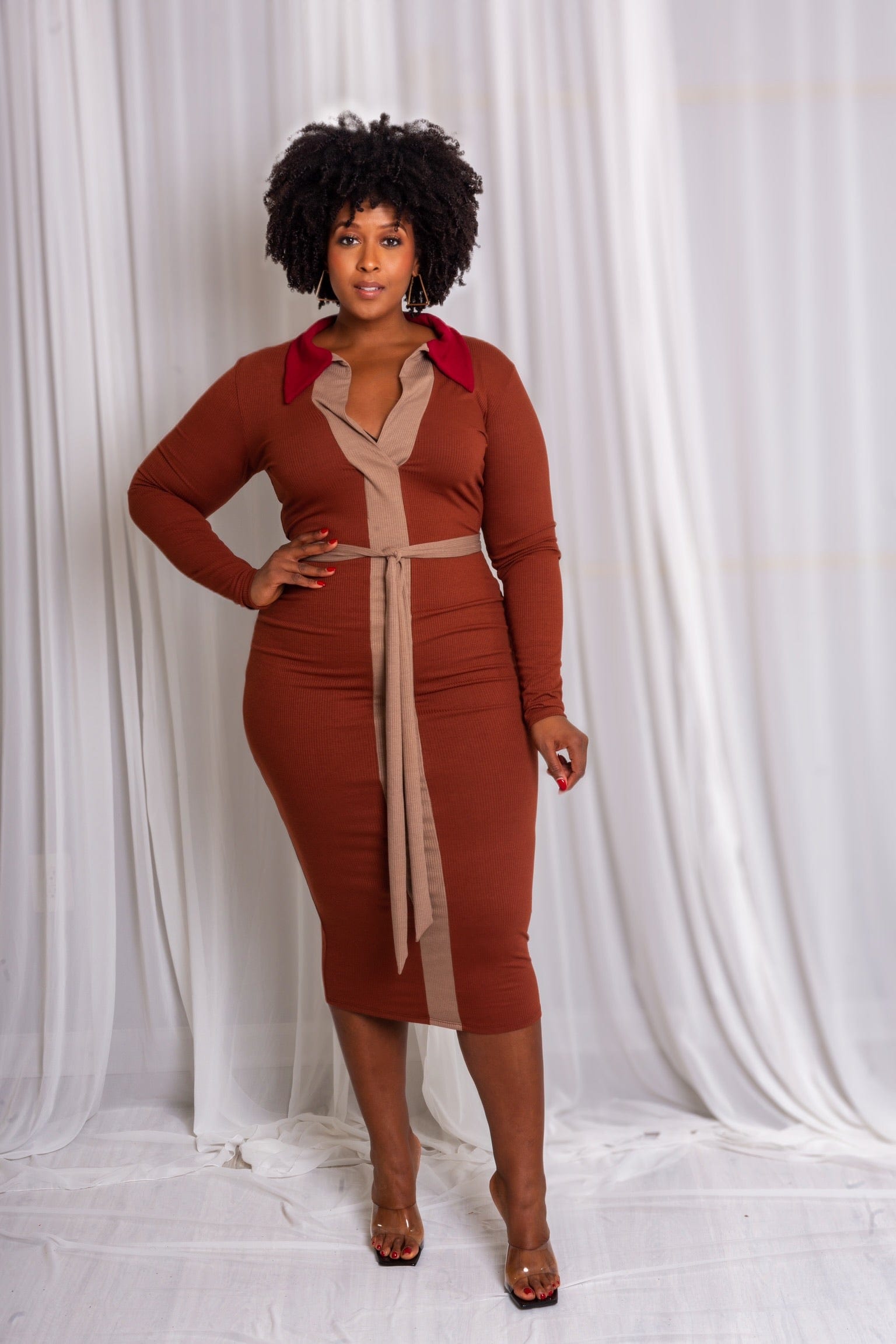 3xl midi dress Flattering Wrap Midi Dress for Women (S3XL)