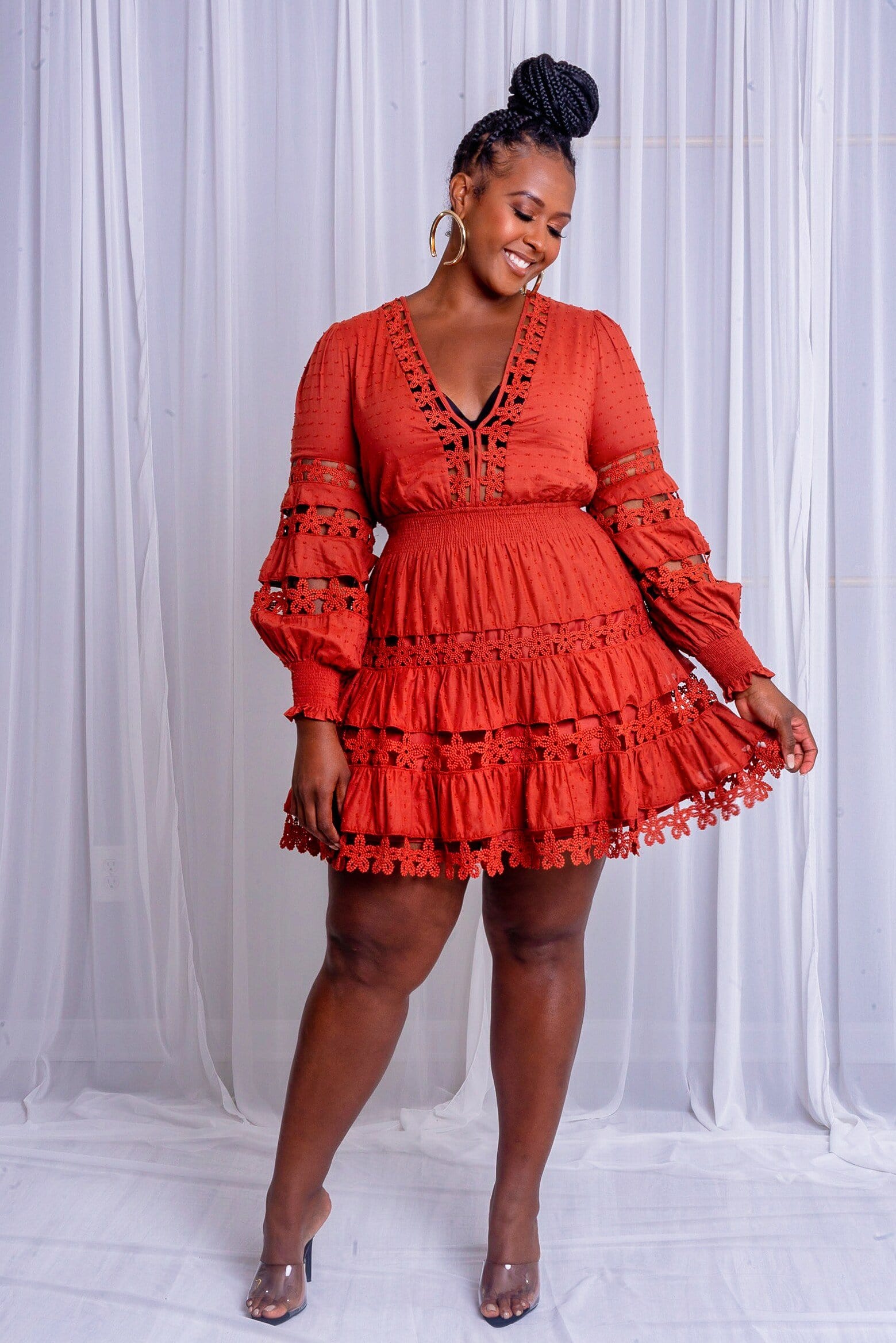 maya sleeve mini dress Maya Long Sleeve Mini Dress (Copper)