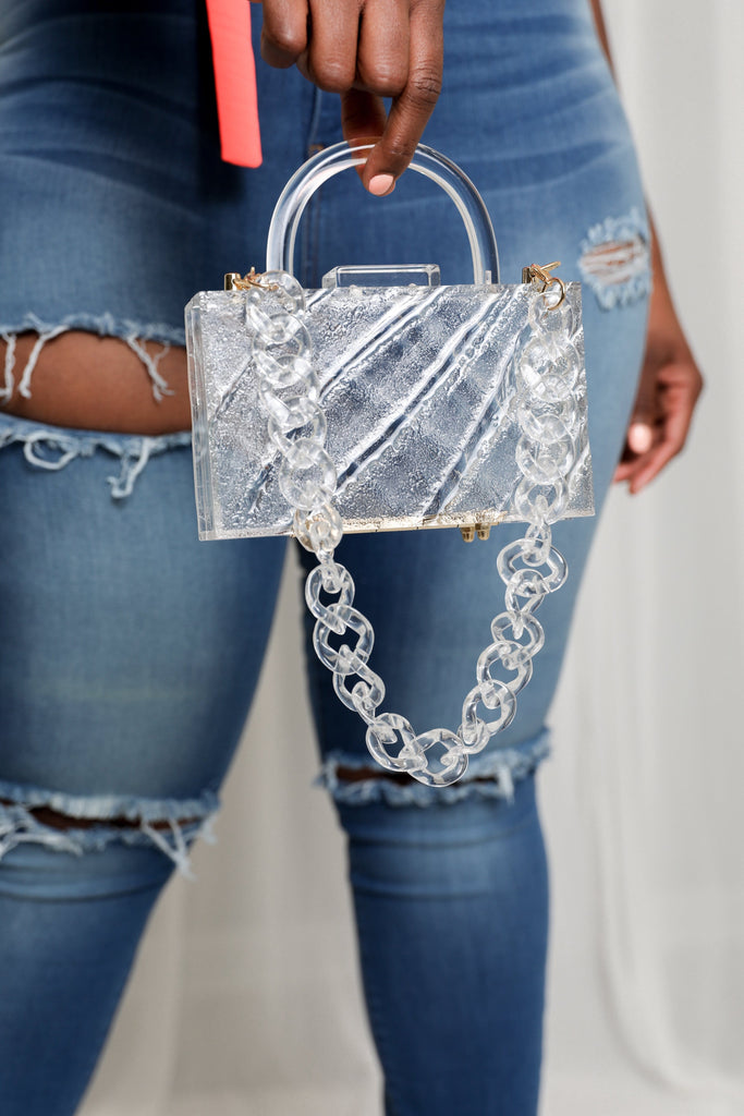 Acrylic Crushed Ice Box Clutch Clear Bag Shoulder Bags