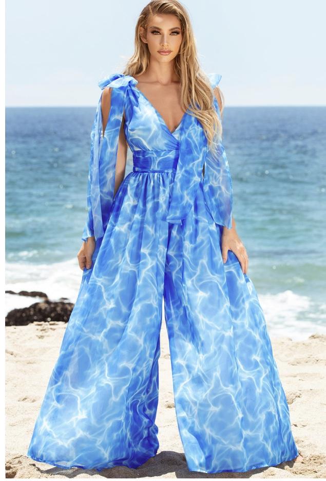 Crystal-Clear Water Palazzo Jumpsuit