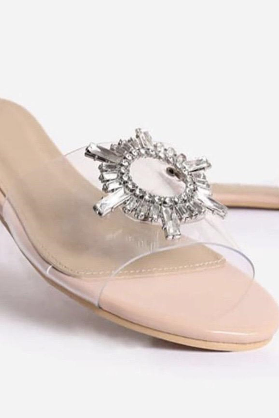 Clear Diamante Flat Sandals