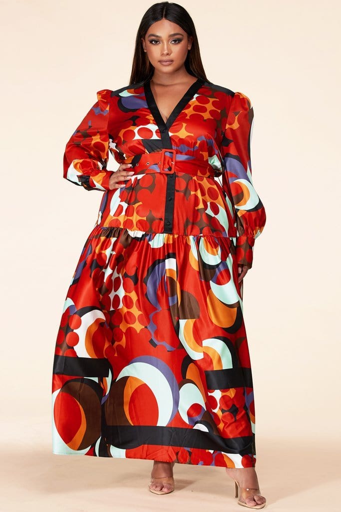 maxi dress 3xl Sample Plus Size Long Sleeve Maxi Dress
