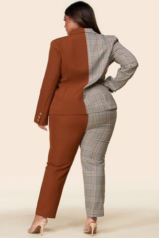 Color Block Blazer Pant Set (Small to 3XL)