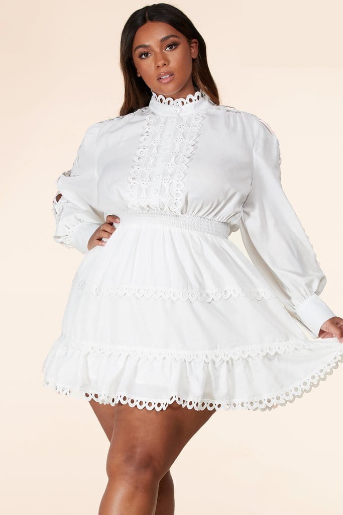 Natalia Mini Dress In White And Blush