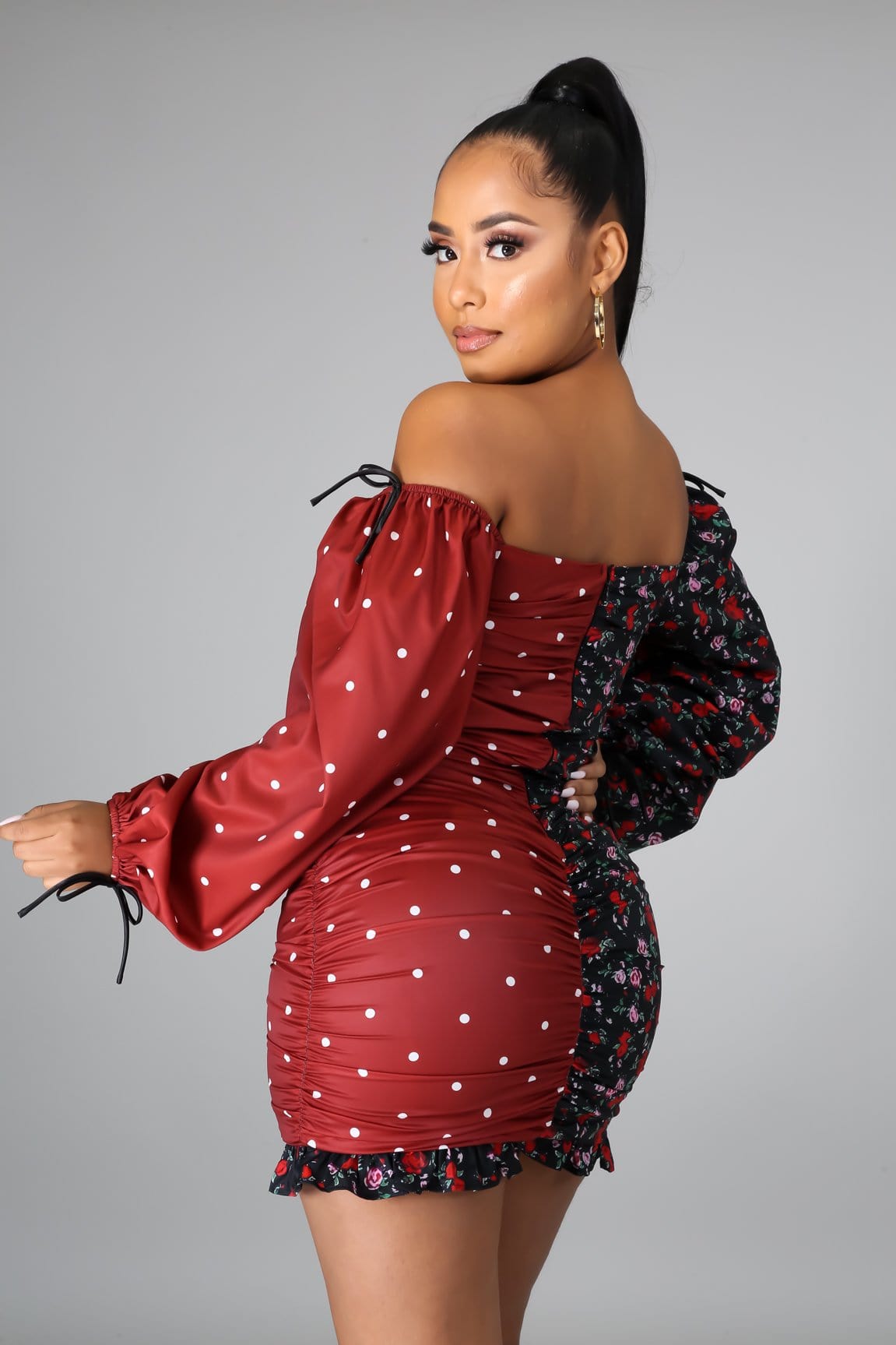 Ella Polka Dot and Rose Mini Dress Ella Polka Dot and Rose Mini Dress