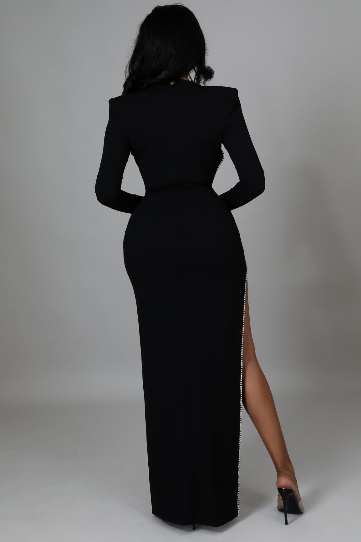 Toni Bodysuit Rhinestone Dress (Black)