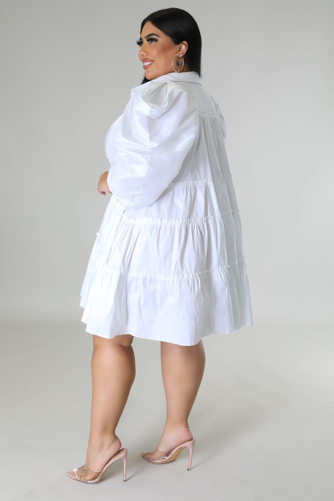 White Puffy Mini Dress Curvy