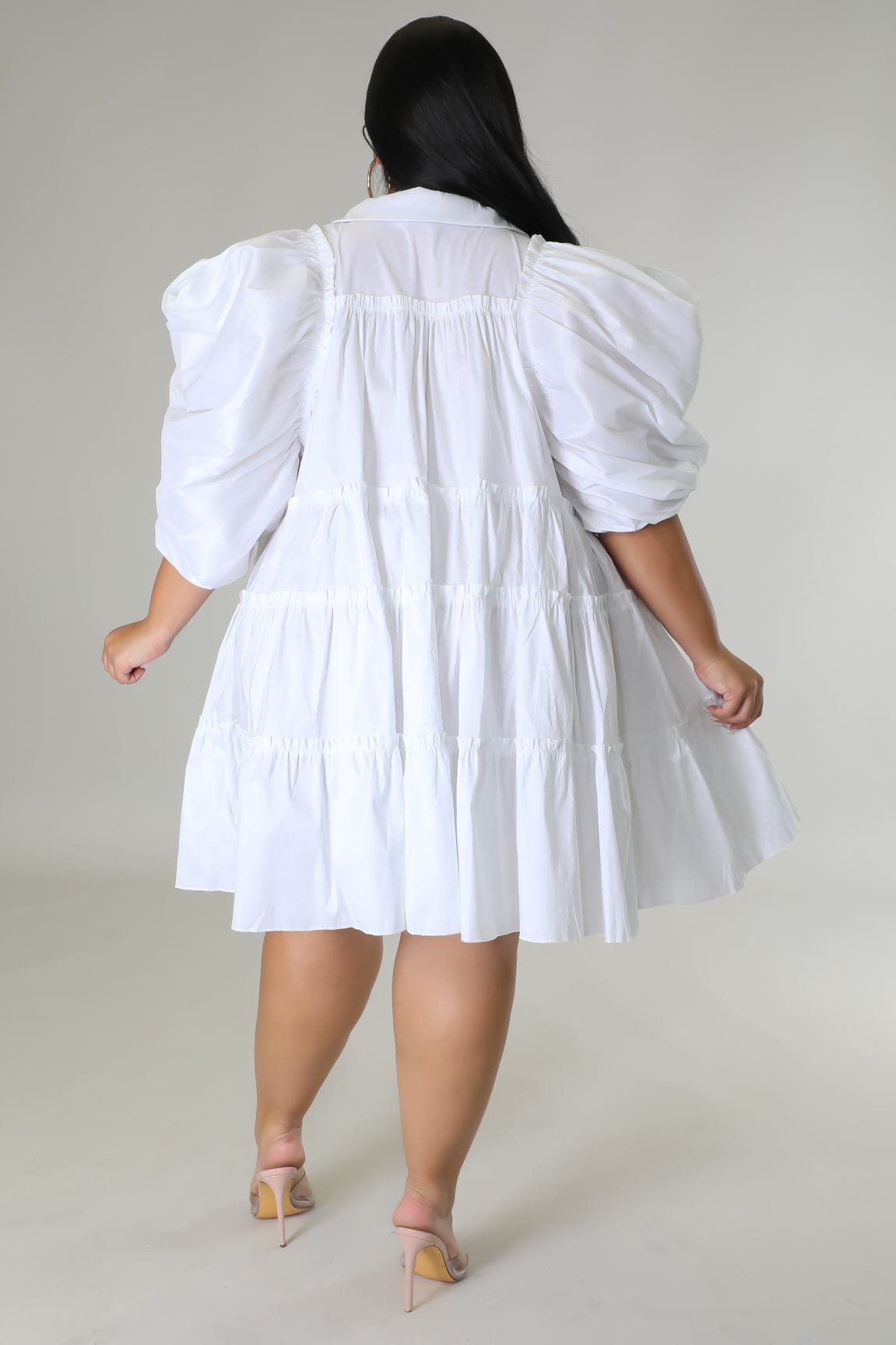 White Puffy Mini Dress Curvy