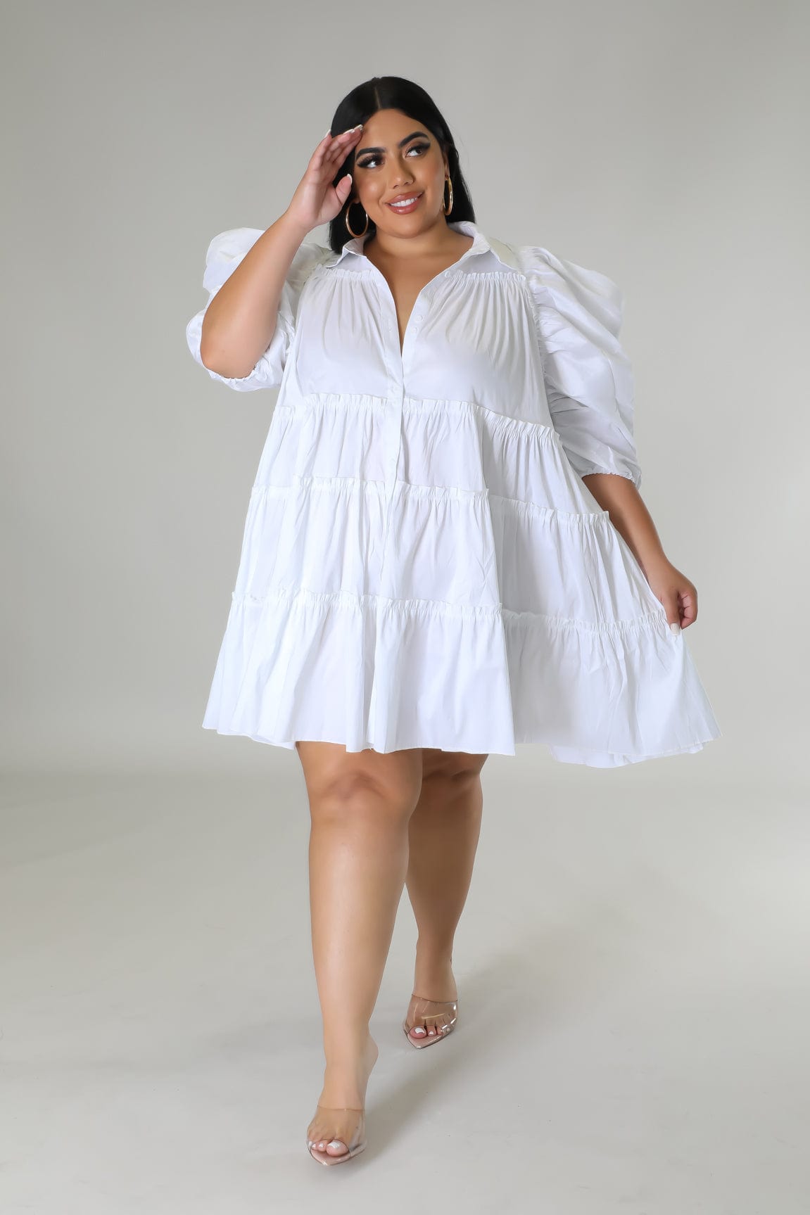 White Puffy Mini Dress Curvy White Puffy Mini Dress Curvy