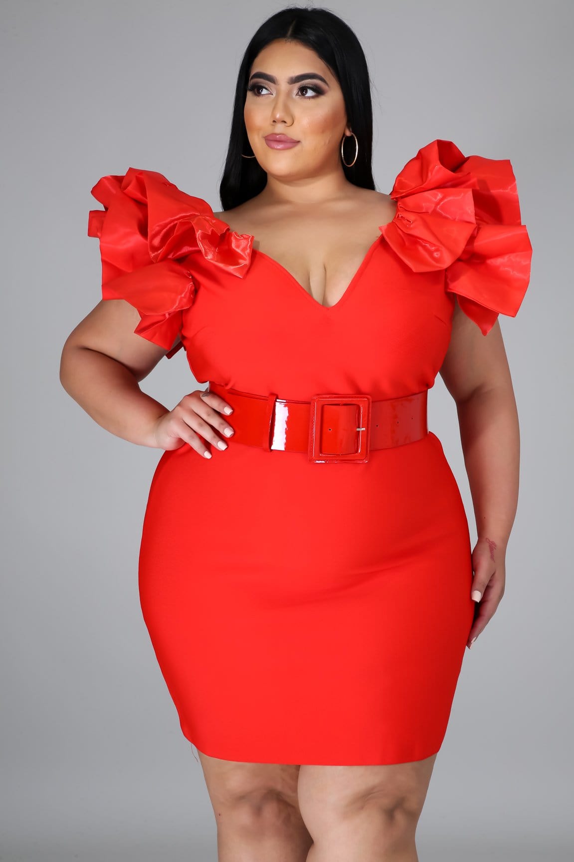 red bandage dress plus size Emerald Sundae Women's Trendy Plus Size Cold-Shoulder Bandage Dress Red Size 3 Extra Large