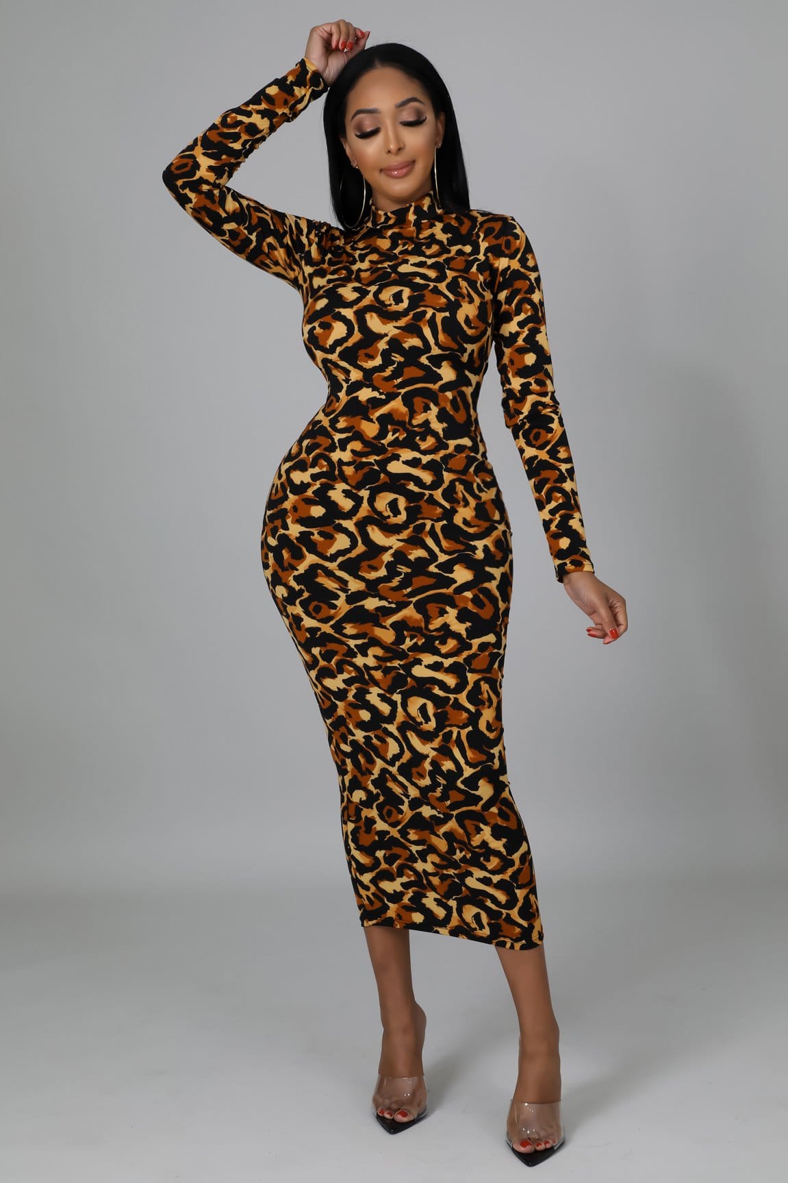 Night In Leopard Bodycon Midi Dress (Small- 3XL) Night In Leopard Bodycon Midi Dress (Small- 3XL)