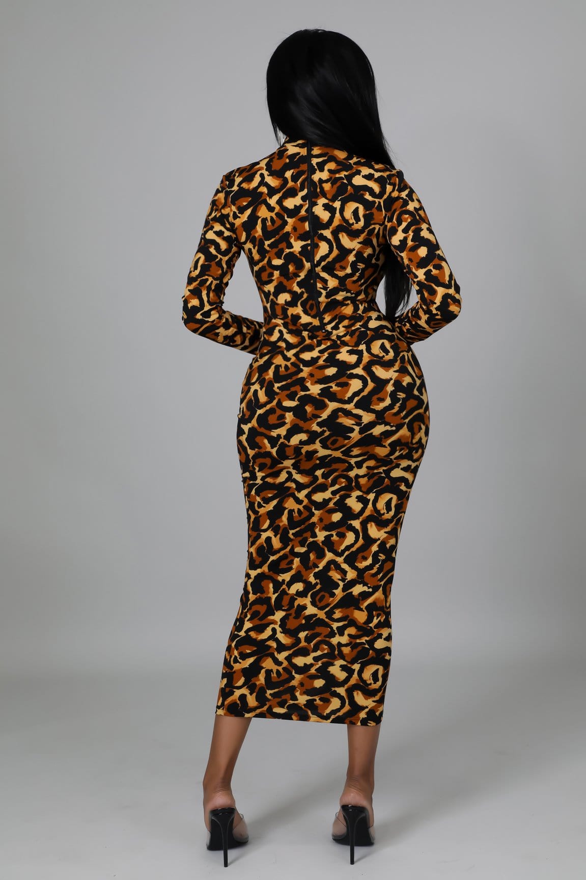 Night In Leopard Bodycon Midi Dress (Small- 3XL)