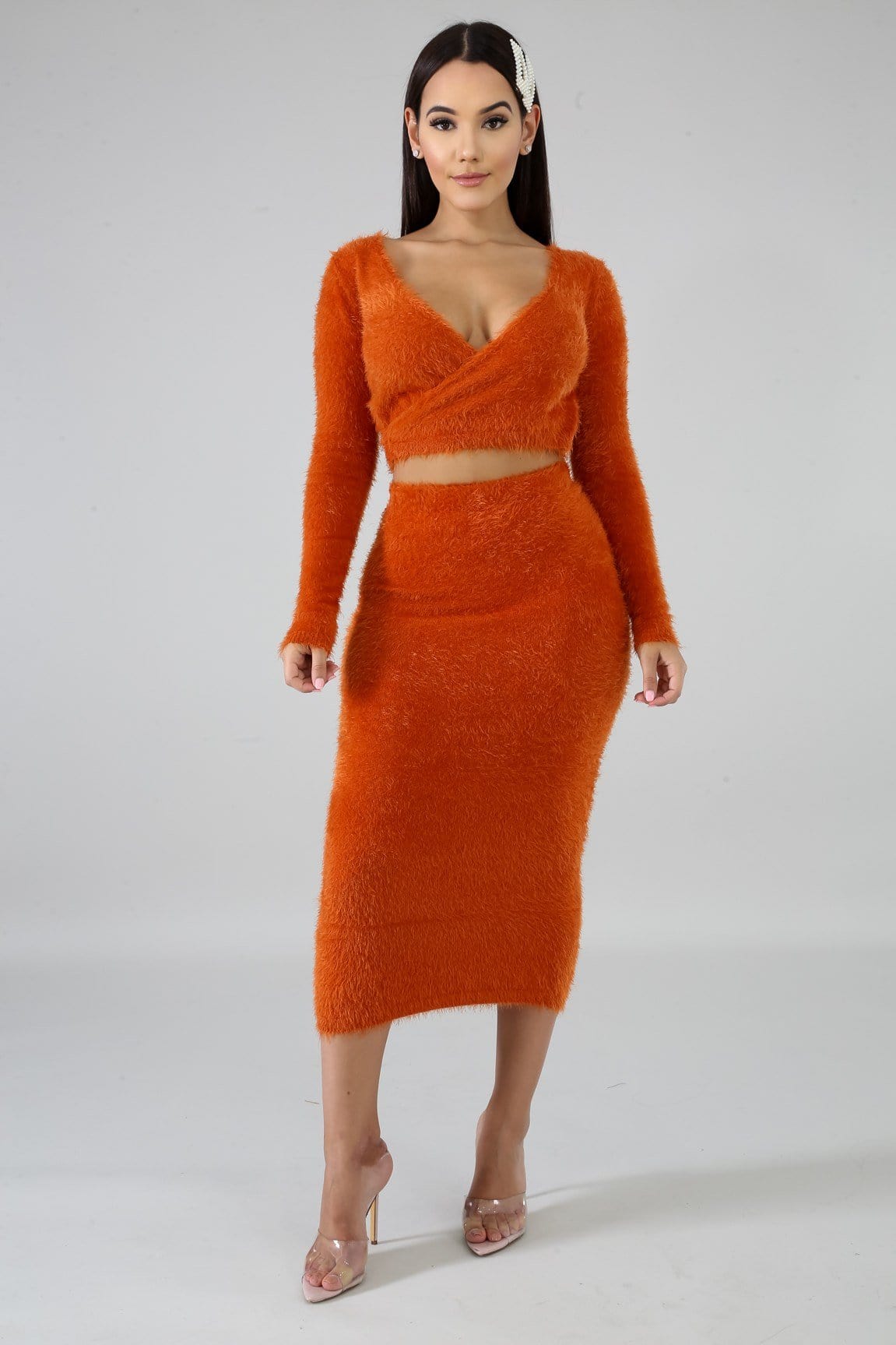 Nikki Fuzzy Skirt Set Kois Kloset