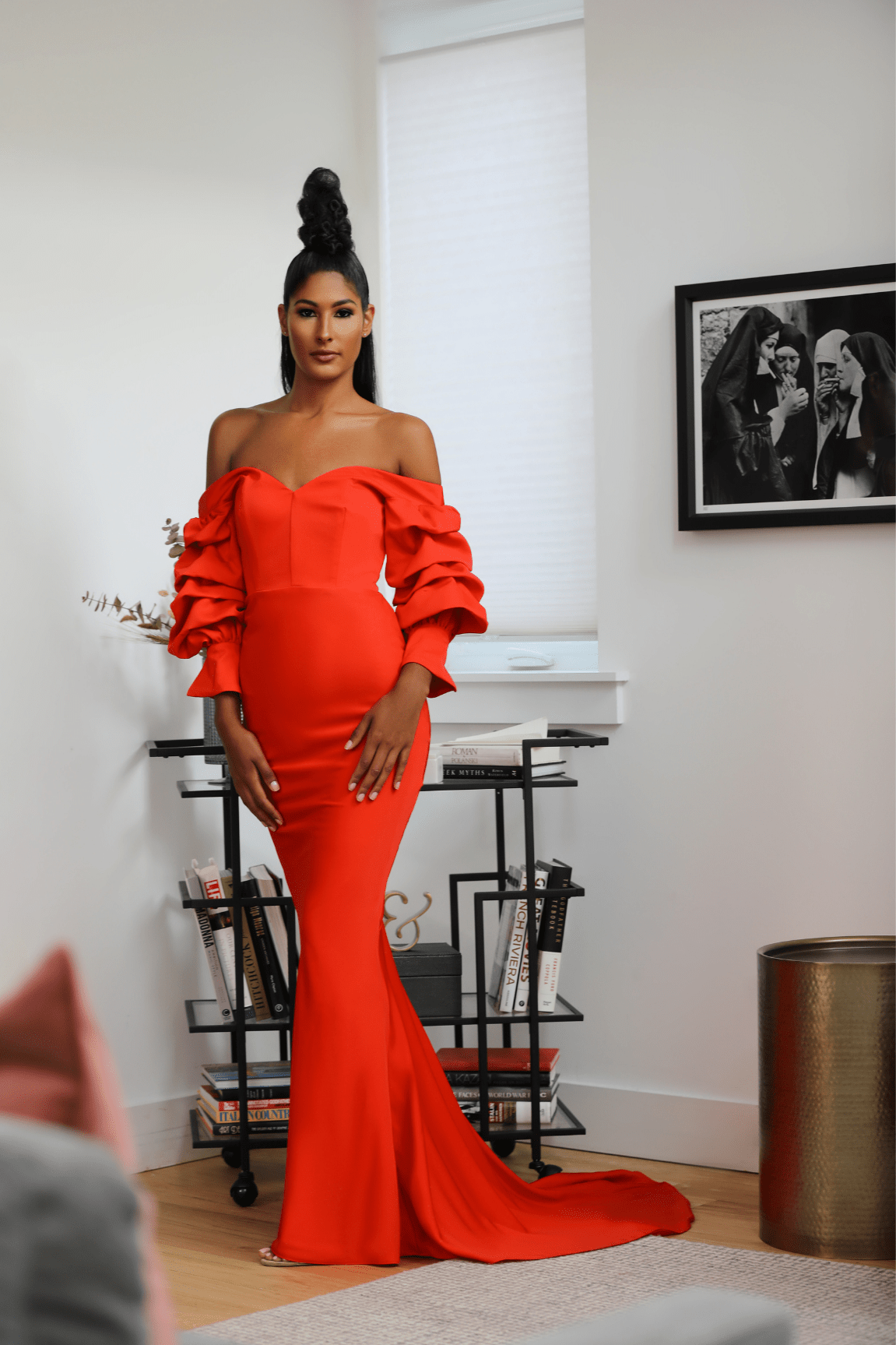 rust orange dress Tina Holly Couture TE001 Rust Orange Satin Lace Up Back Formal Dress Rust Orange / 18